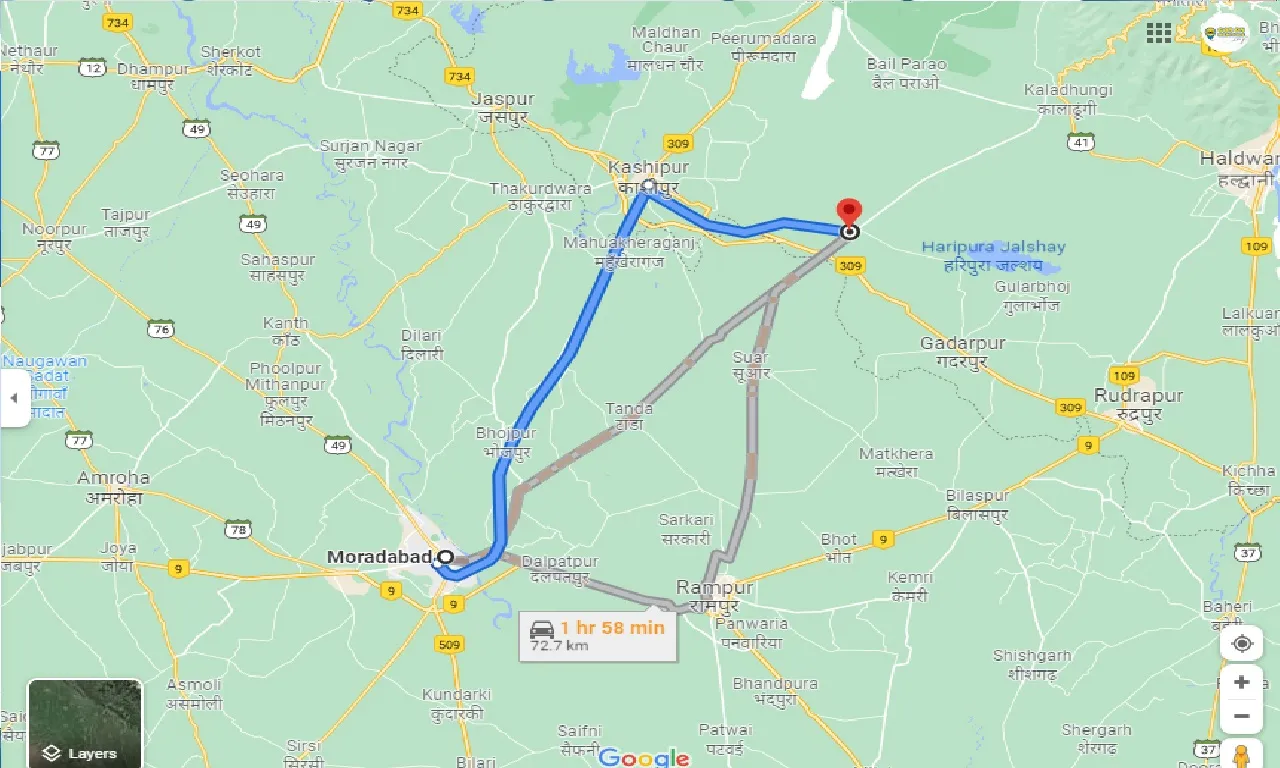 moradabad-to-bazpur-one-way