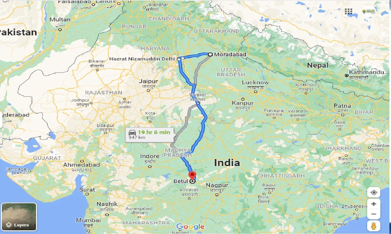 moradabad-to-betul-taxi