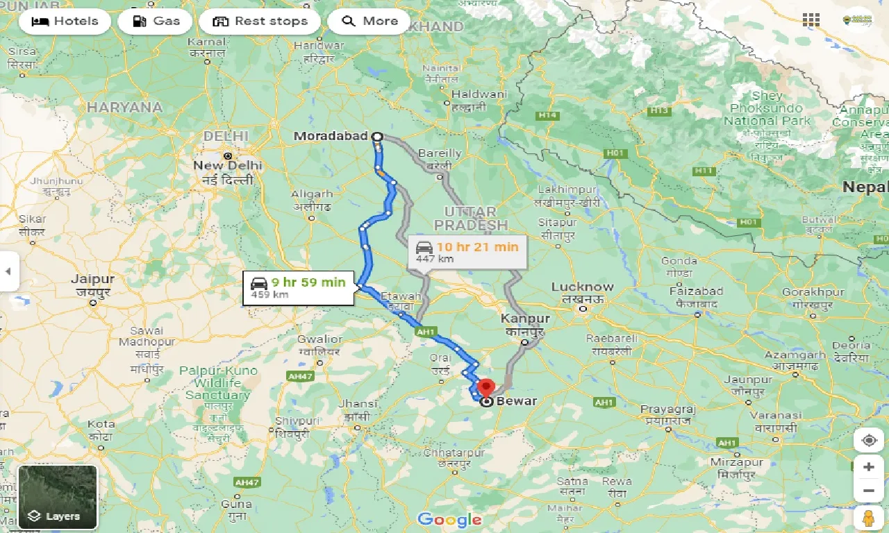 moradabad-to-bewar-one-way