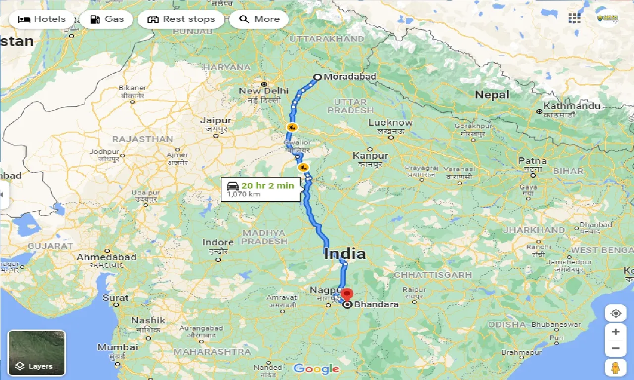moradabad-to-bhandara-taxi
