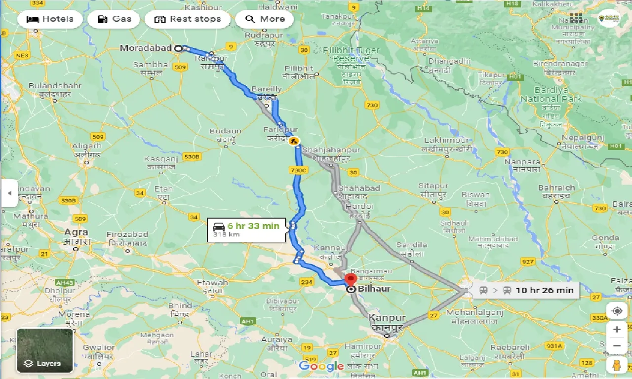 moradabad-to-bilhaur-one-way