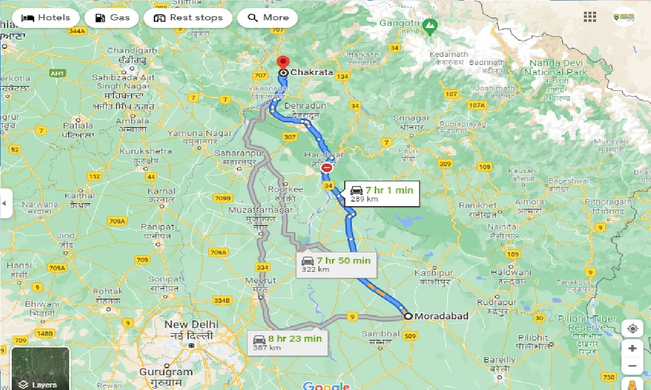moradabad-to-chakrata-taxi