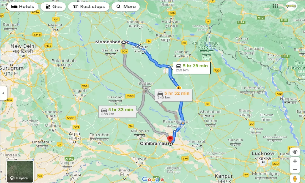 moradabad-to-chhibarmau-one-way