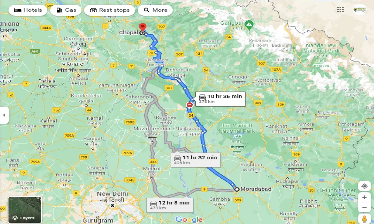 moradabad-to-chopal-one-way