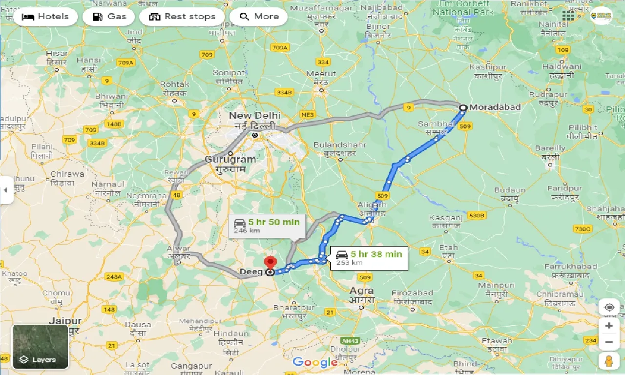 moradabad-to-deeg-one-way