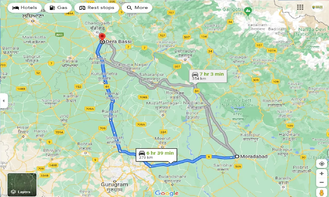 moradabad-to-dera-bassi-one-way