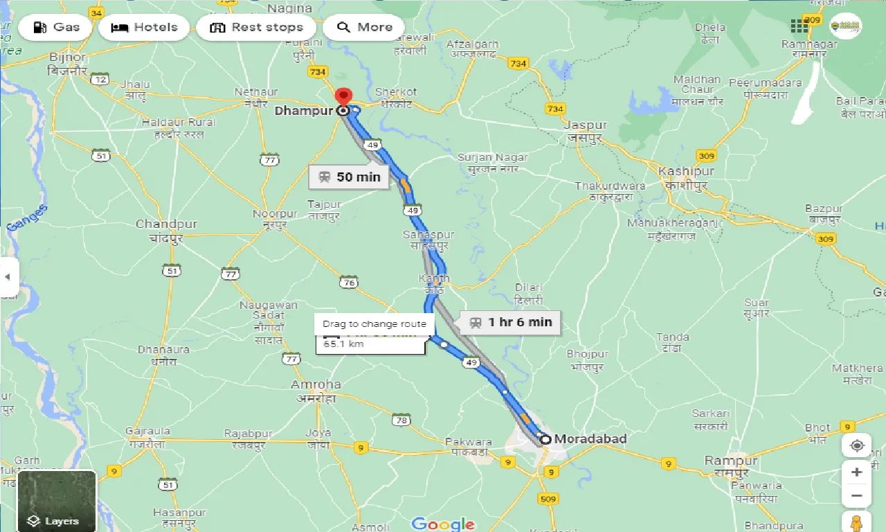 moradabad-to-dhampur-one-way