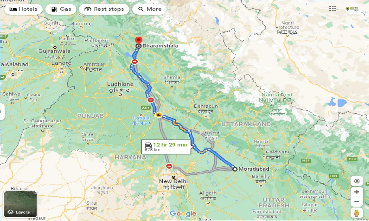 moradabad-to-dharamsala-taxi