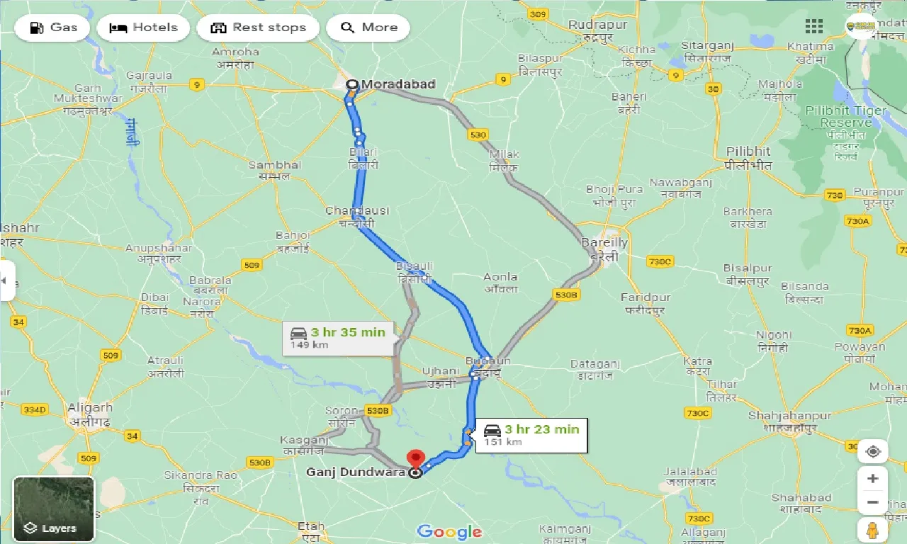 moradabad-to-ganj-dundwara-one-way