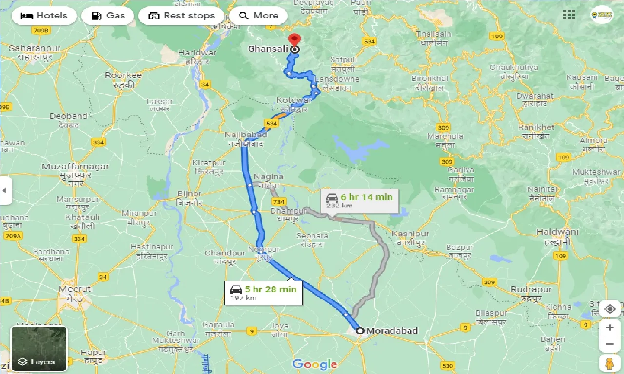 moradabad-to-ghansali-taxi
