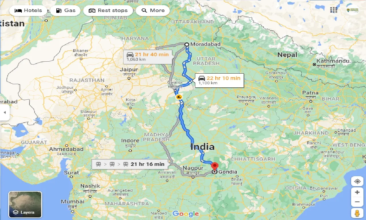 moradabad-to-gondia-taxi
