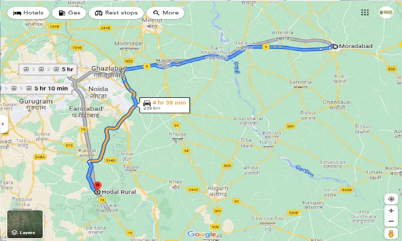 moradabad-to-hodal-rural-taxi