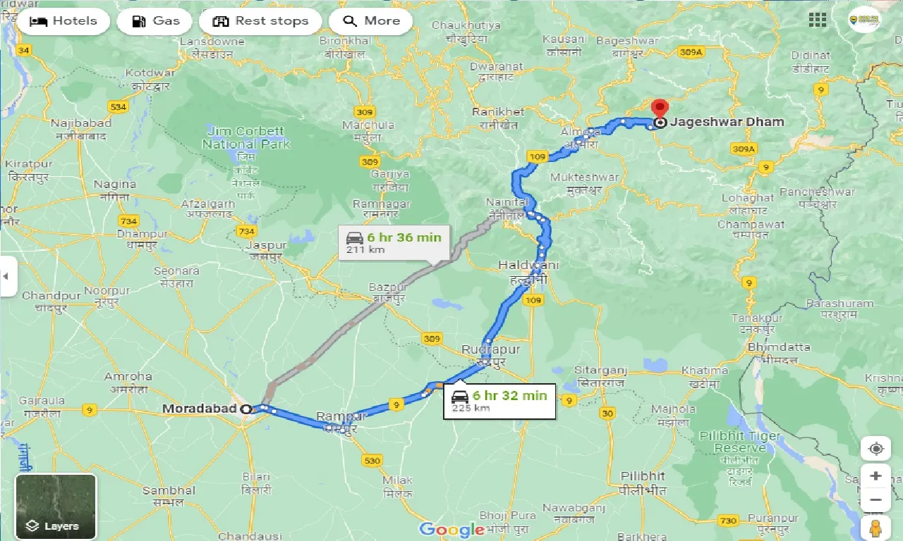 moradabad-to-jageshwar-dham-one-way
