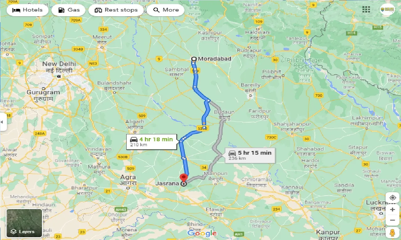 moradabad-to-jasrana-one-way