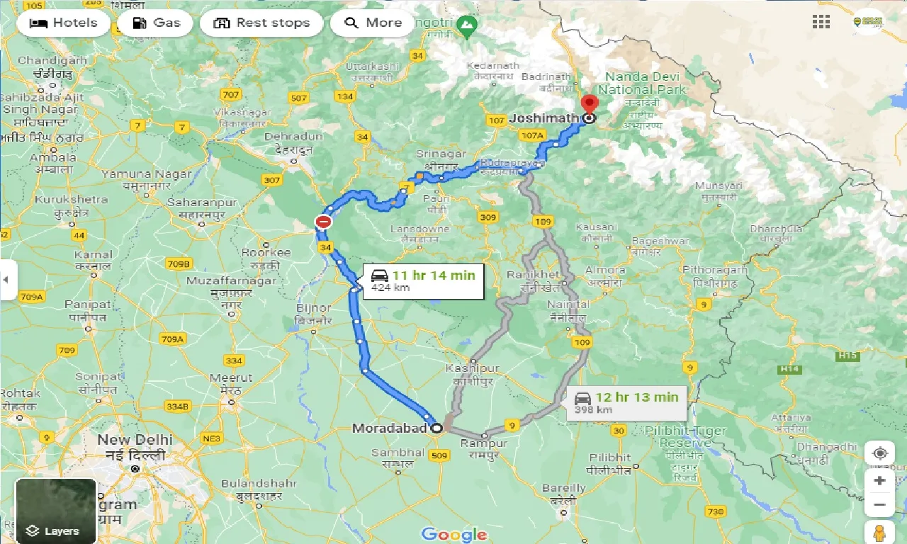 moradabad-to-joshimath-taxi