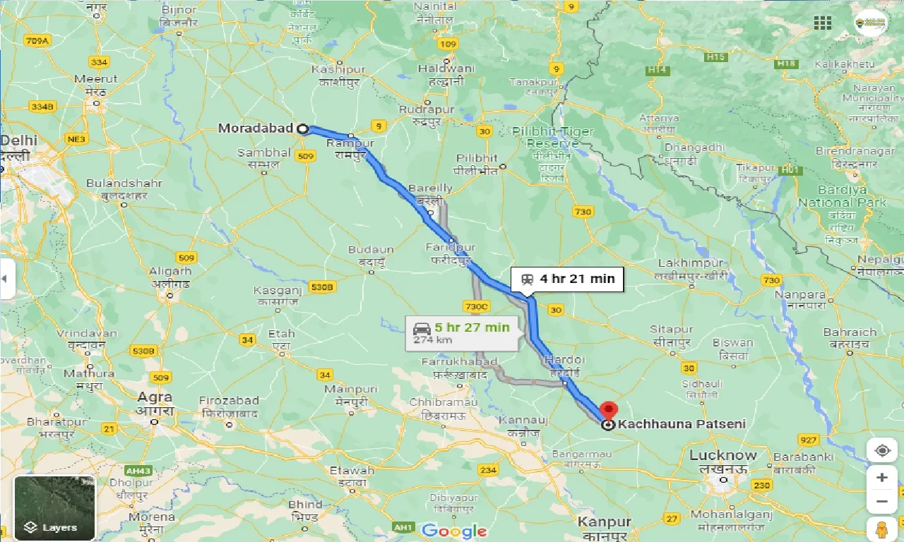 moradabad-to-kachhauna-patseni-taxi