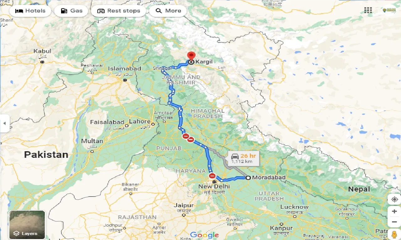 moradabad-to-kargil-taxi
