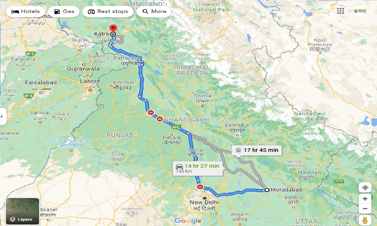 moradabad-to-katra-taxi