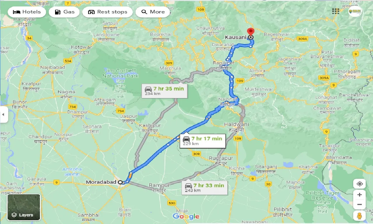 moradabad-to-kausani-taxi