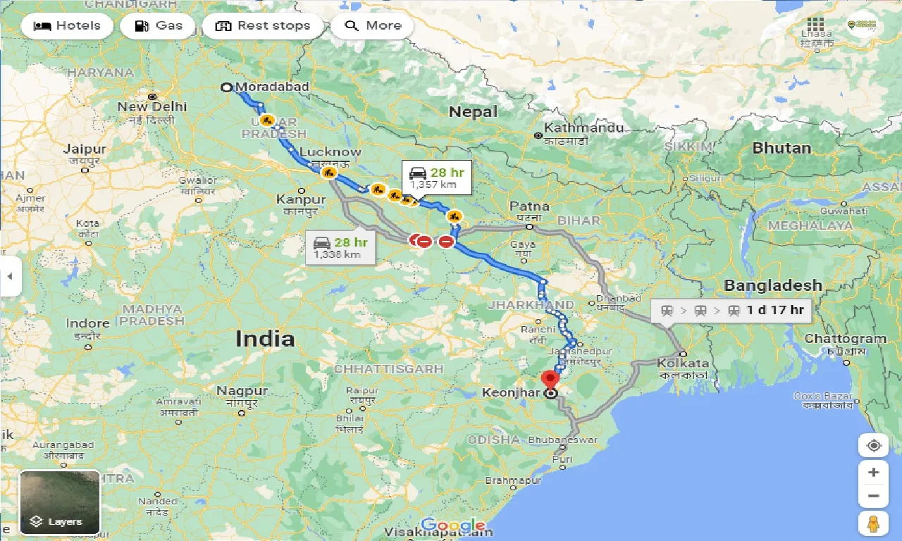 moradabad-to-keonjhar-taxi