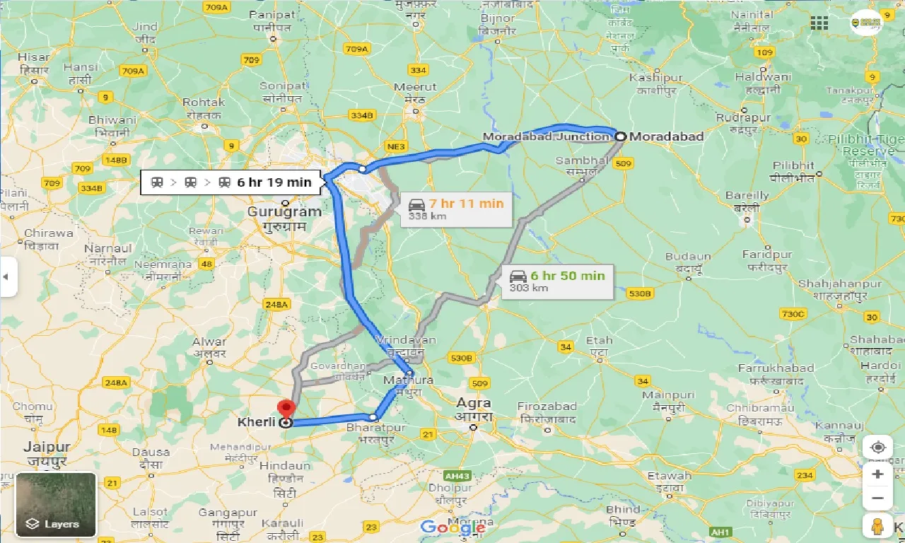 moradabad-to-kherli-taxi