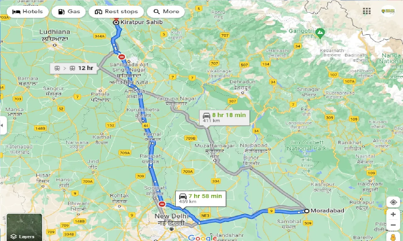 moradabad-to-kiratpur-one-way