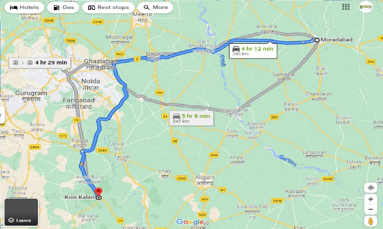 moradabad-to-kosi-kalan-one-way