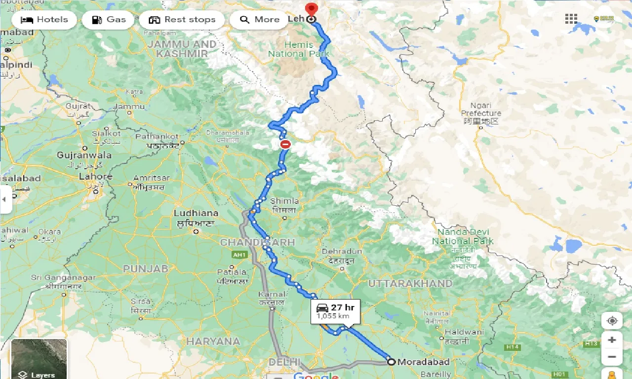moradabad-to-leh-taxi