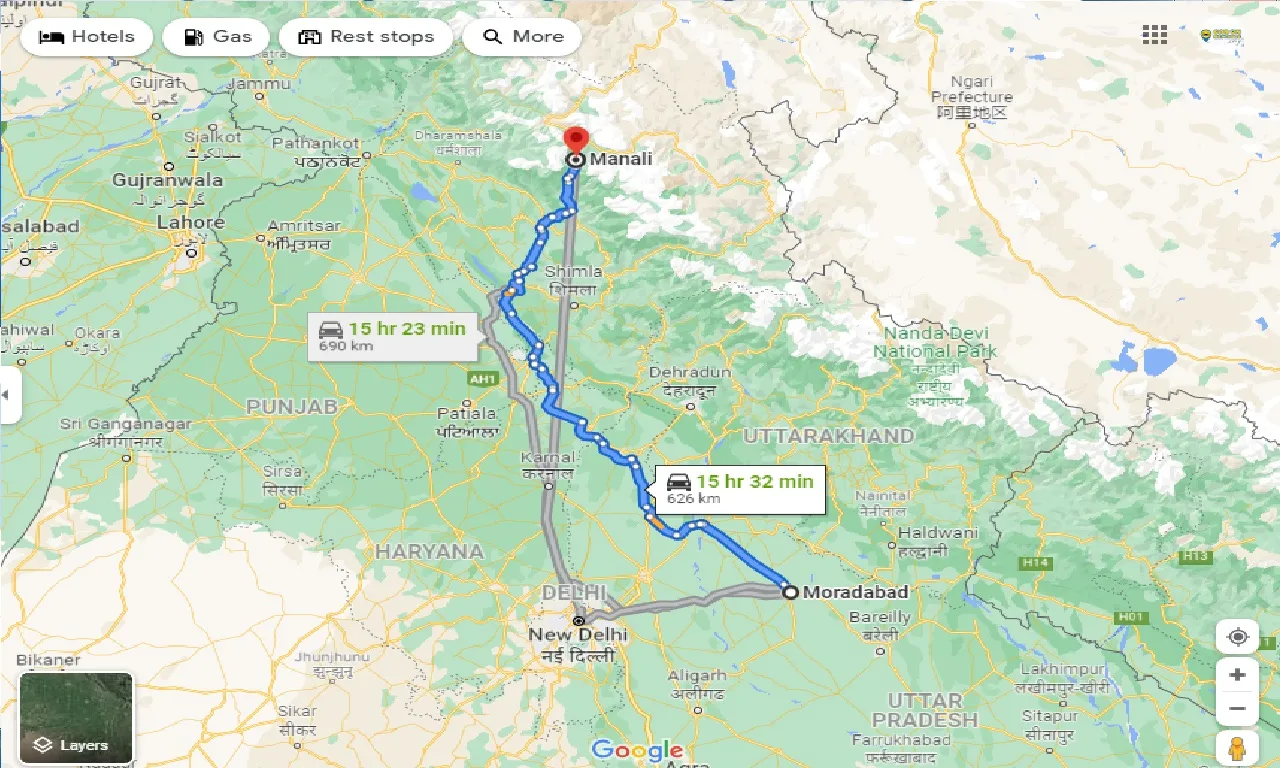 moradabad-to-manali-taxi