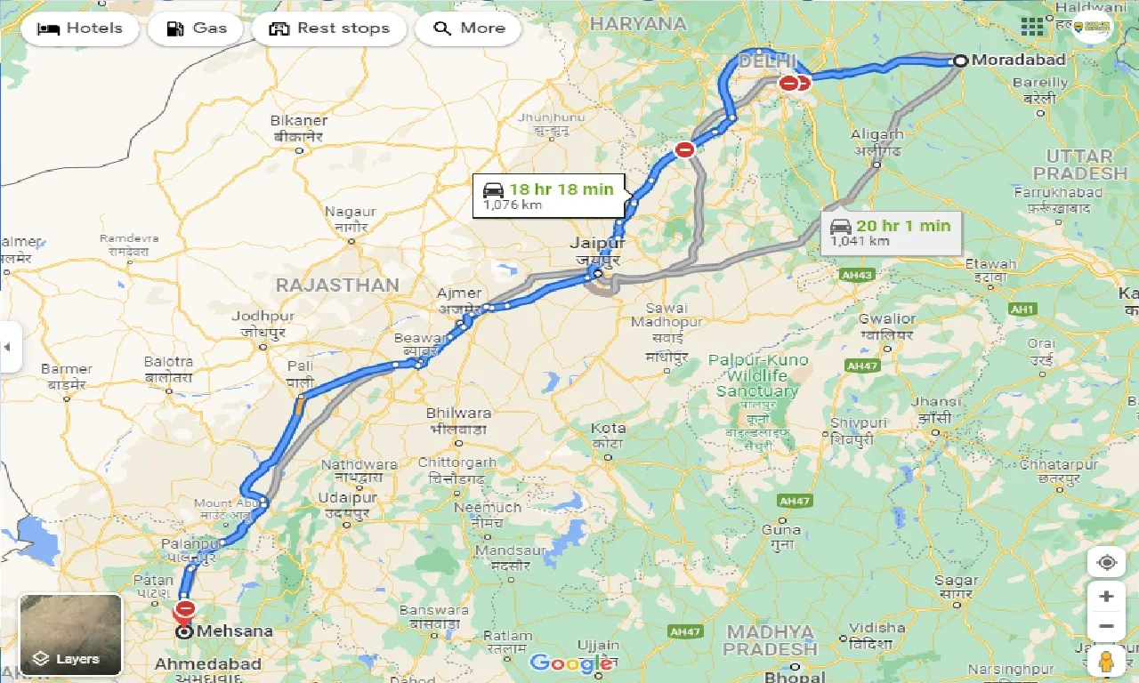 moradabad-to-mehsana-taxi