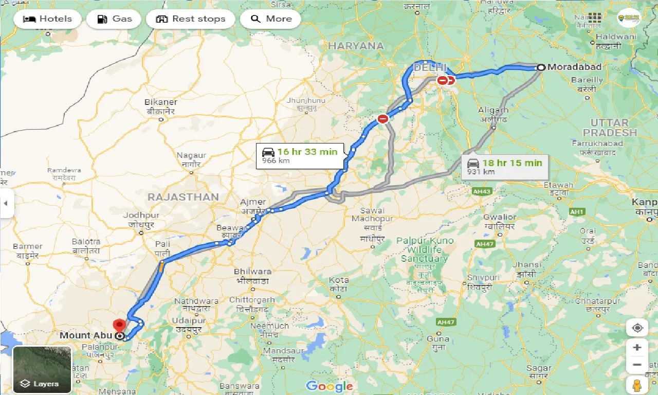 moradabad-to-mount-abu-taxi