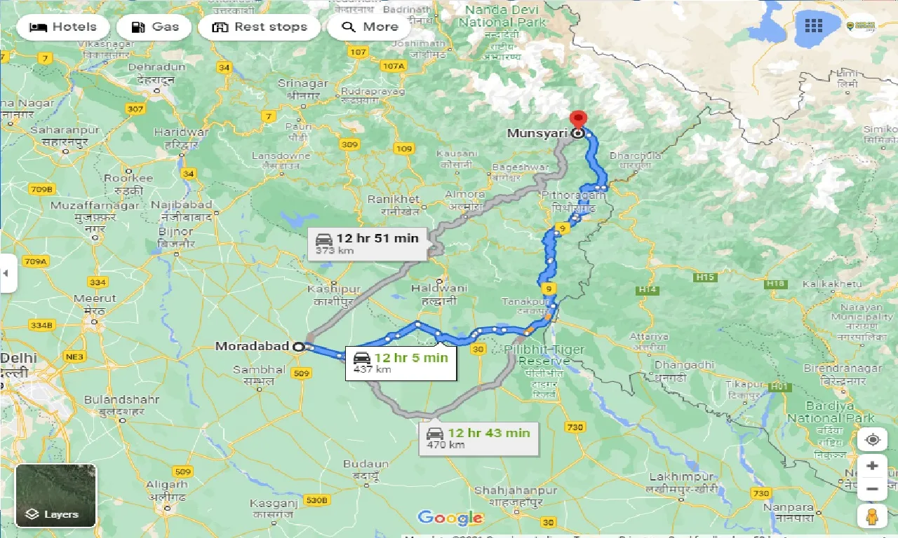 moradabad-to-munsyari-taxi