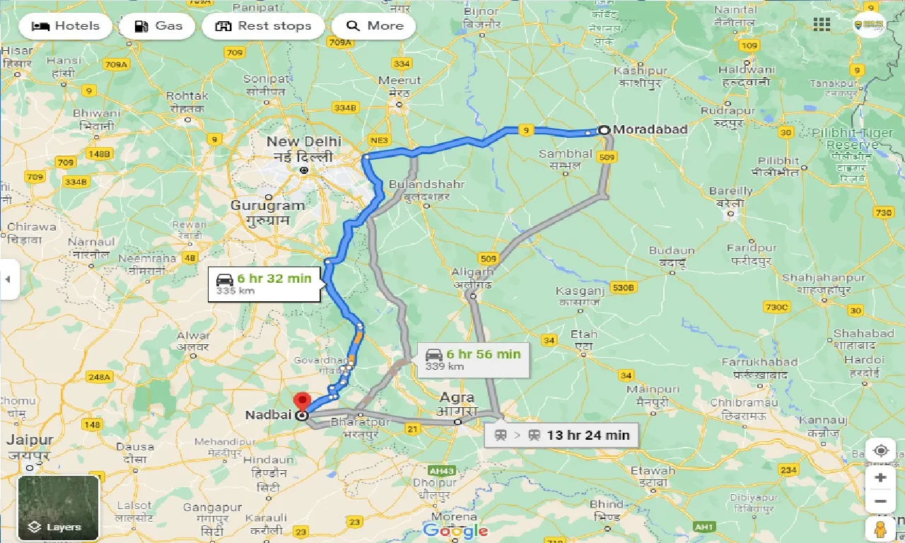 moradabad-to-nadbai-taxi