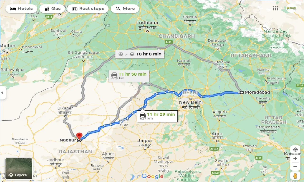 moradabad-to-nagaur-one-way