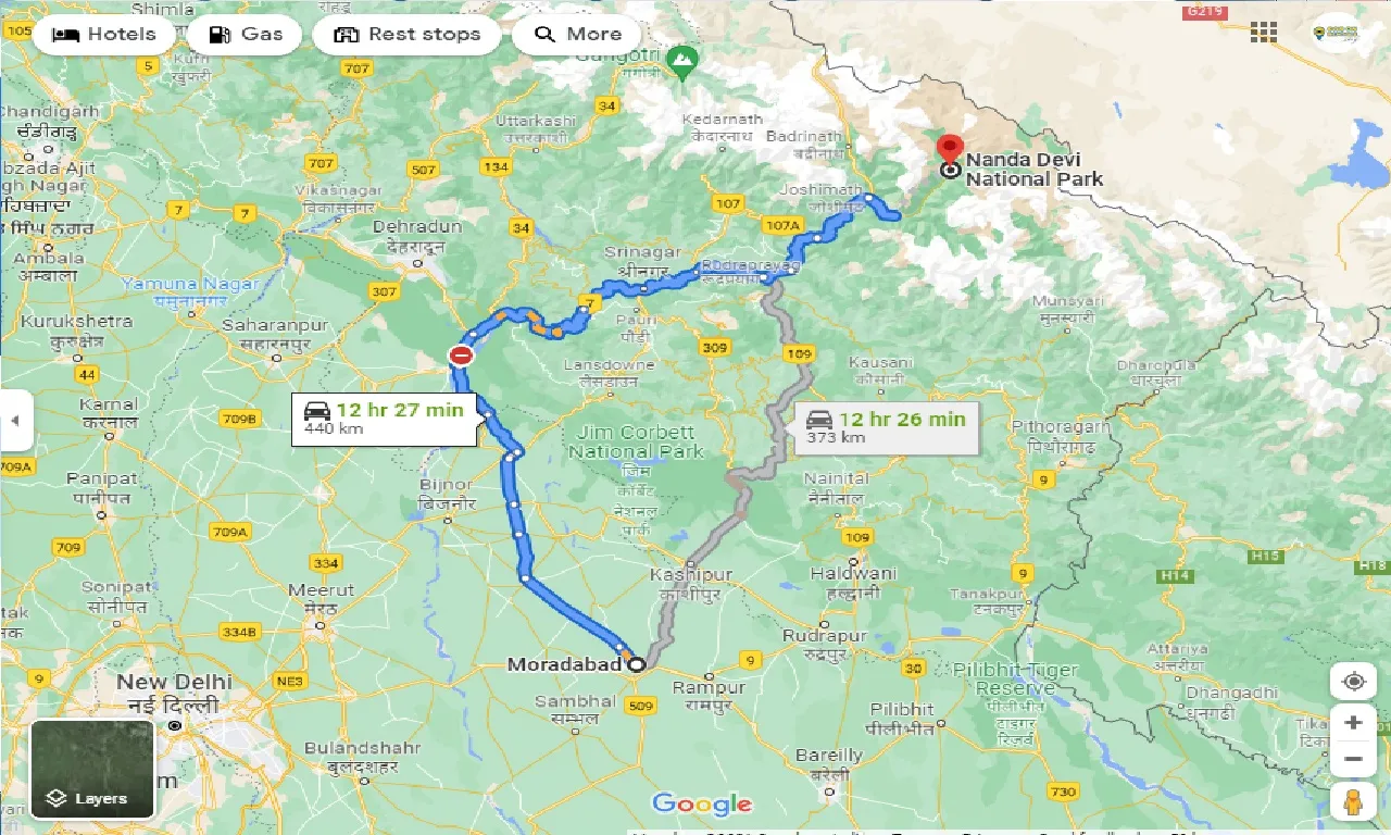 moradabad-to-nanda-devi-national-park-taxi