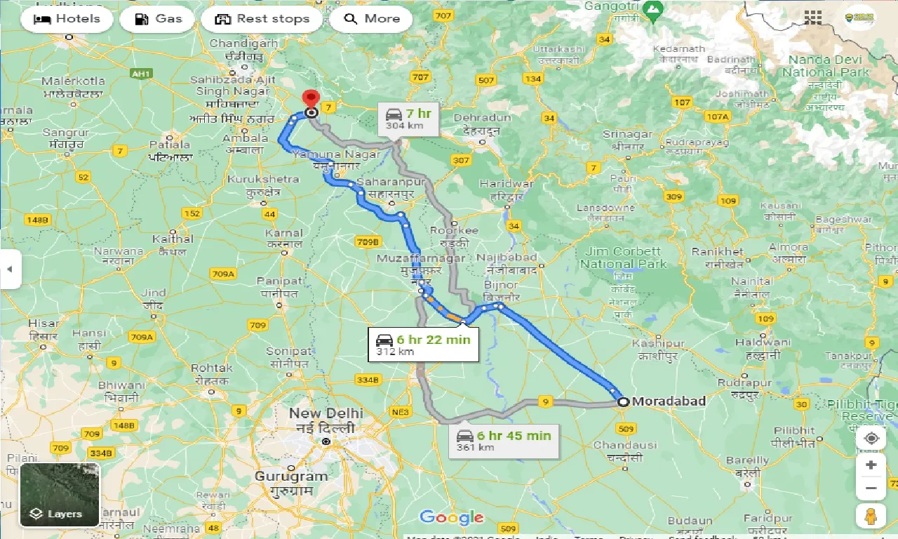 moradabad-to-naraingarh-taxi