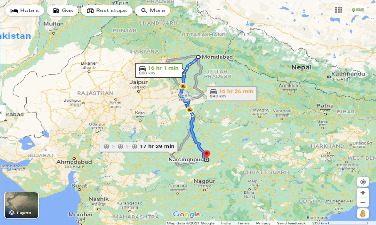 moradabad-to-narsinghpur-one-way