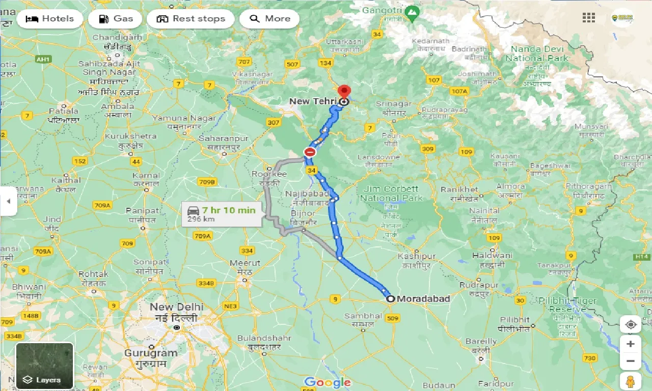 moradabad-to-new-tehri-taxi