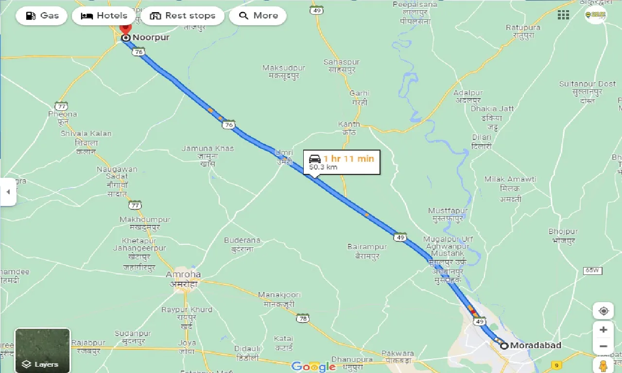 moradabad-to-noorpur-one-way