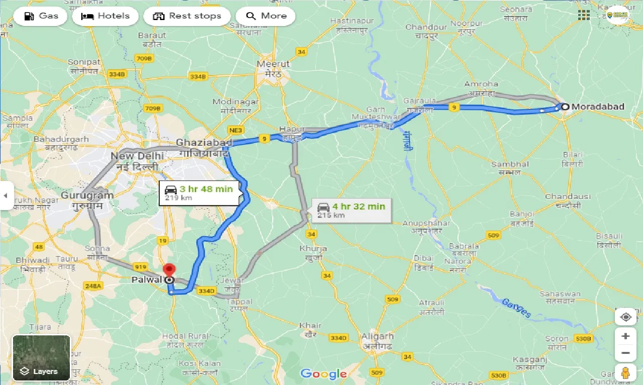 moradabad-to-palwal-taxi