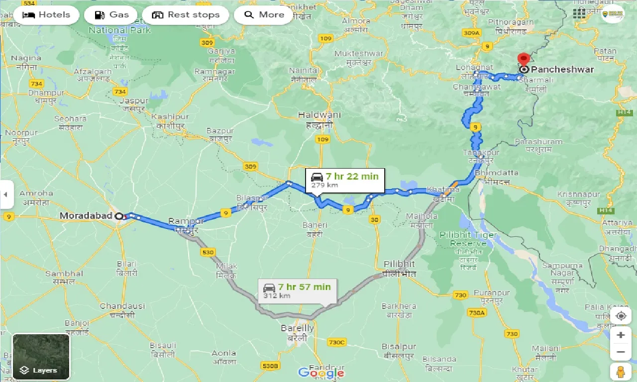 moradabad-to-panchewar-taxi