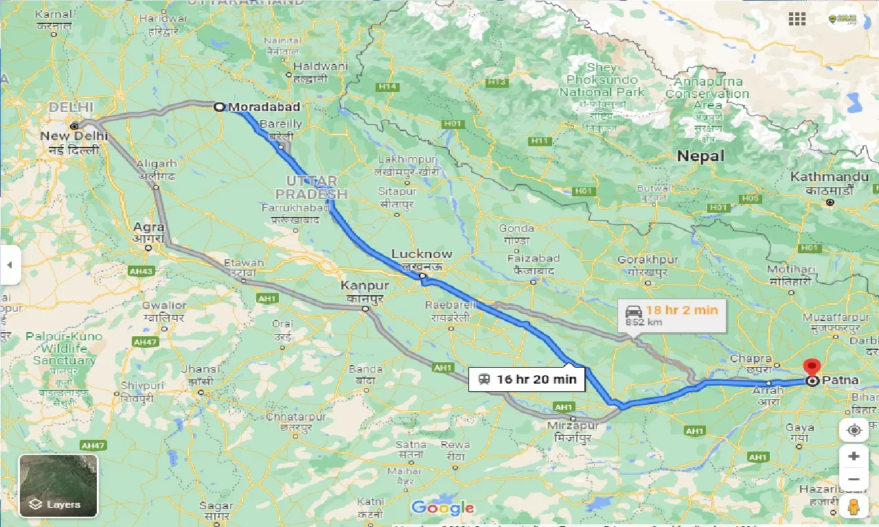 moradabad-to-patna-taxi