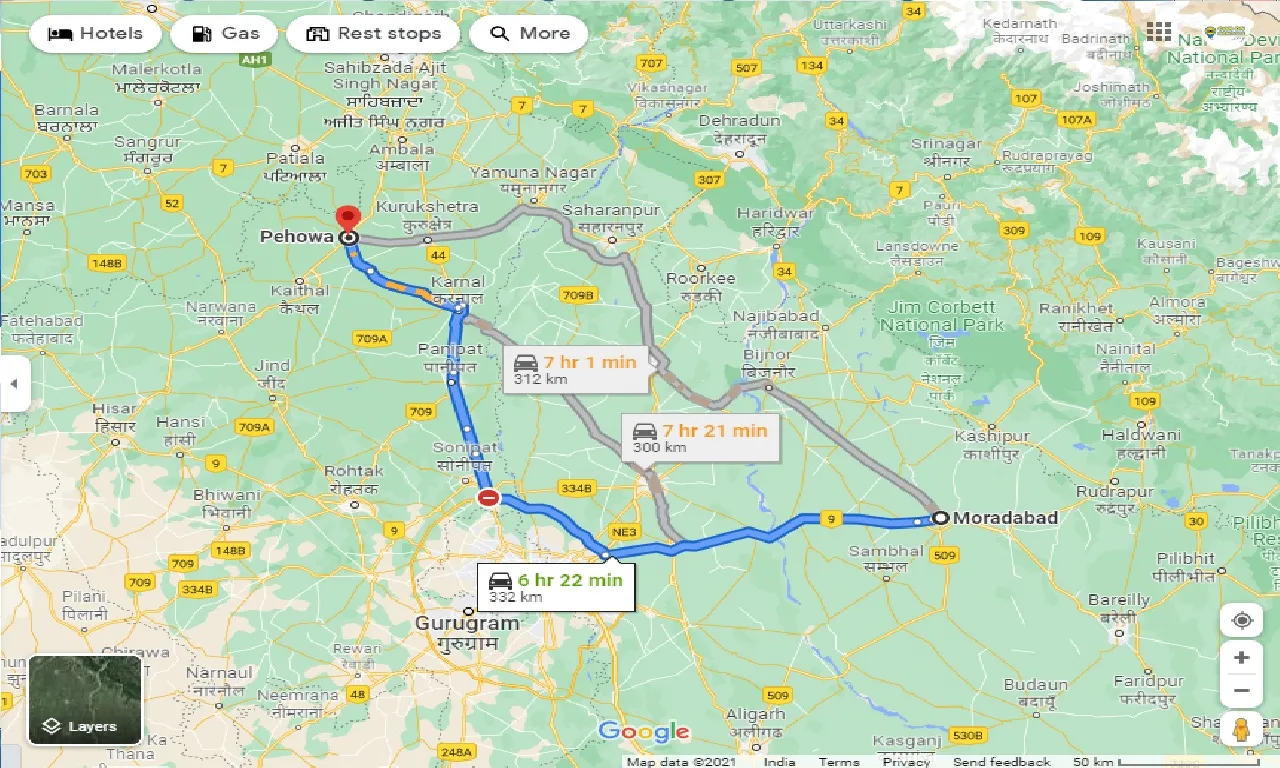 moradabad-to-pehowa-taxi