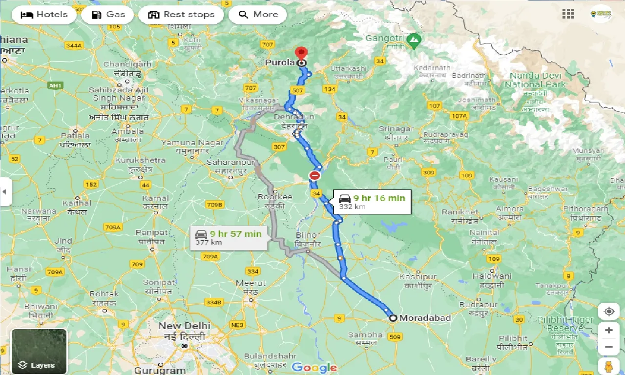 moradabad-to-purola-taxi