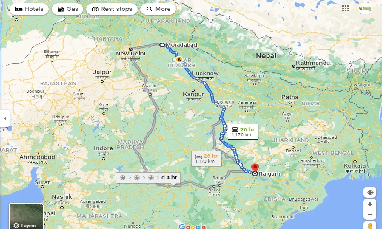 moradabad-to-raigarh-taxi