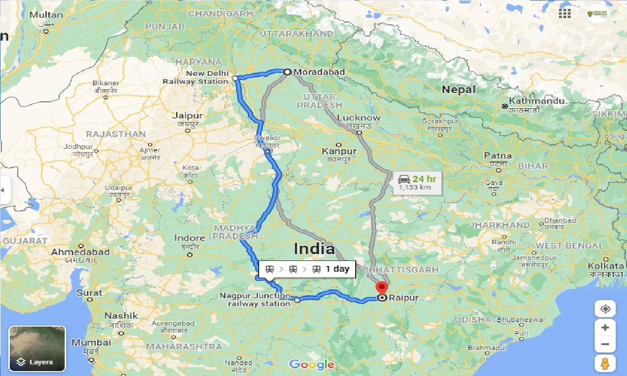 moradabad-to-raipur-taxi