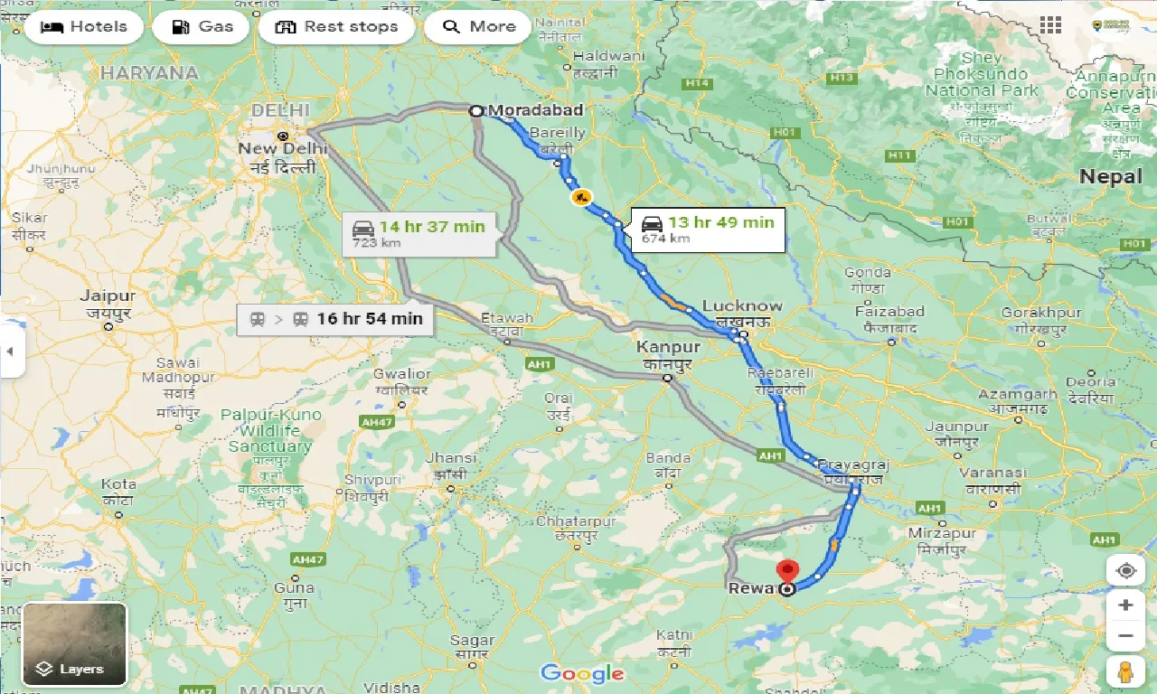 moradabad-to-rewa-taxi