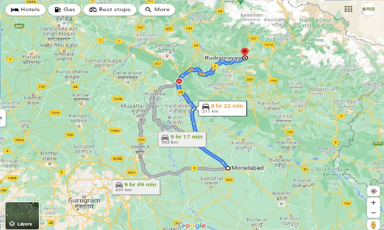moradabad-to-rudraprayag-taxi