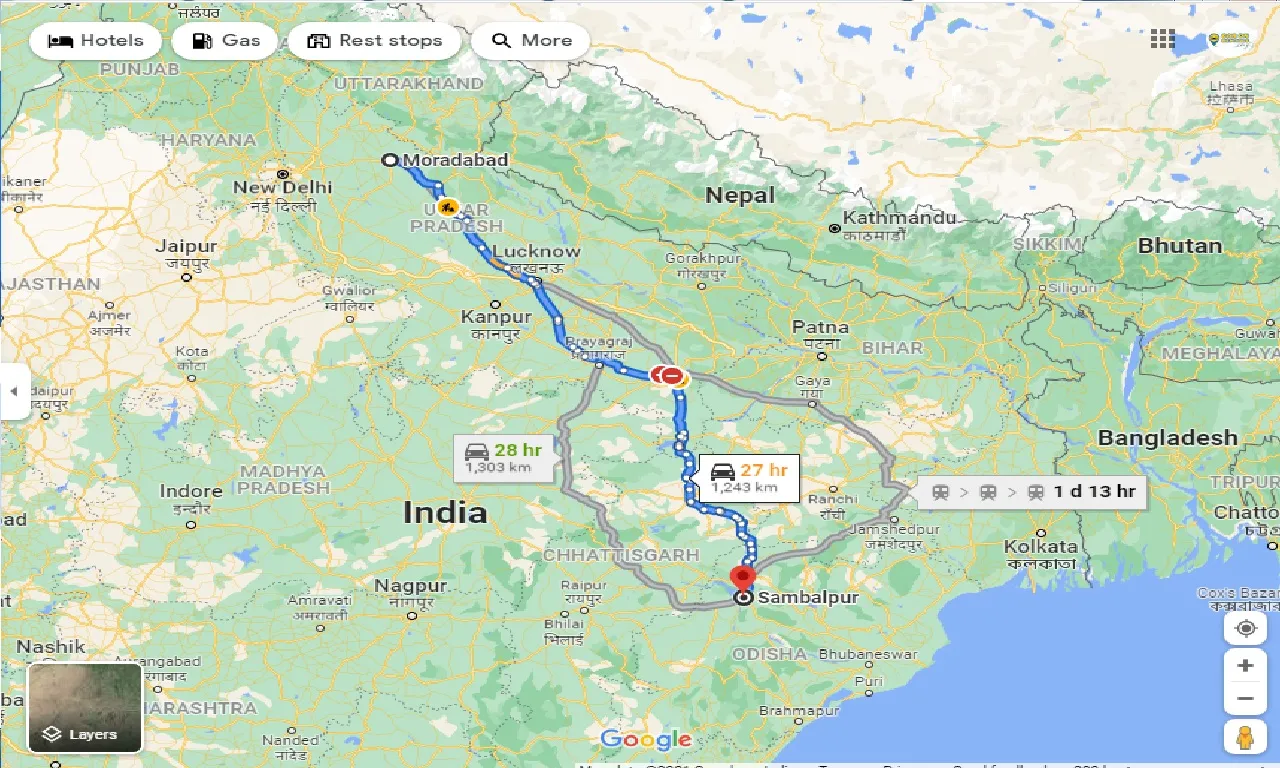 moradabad-to-sambalpur-taxi