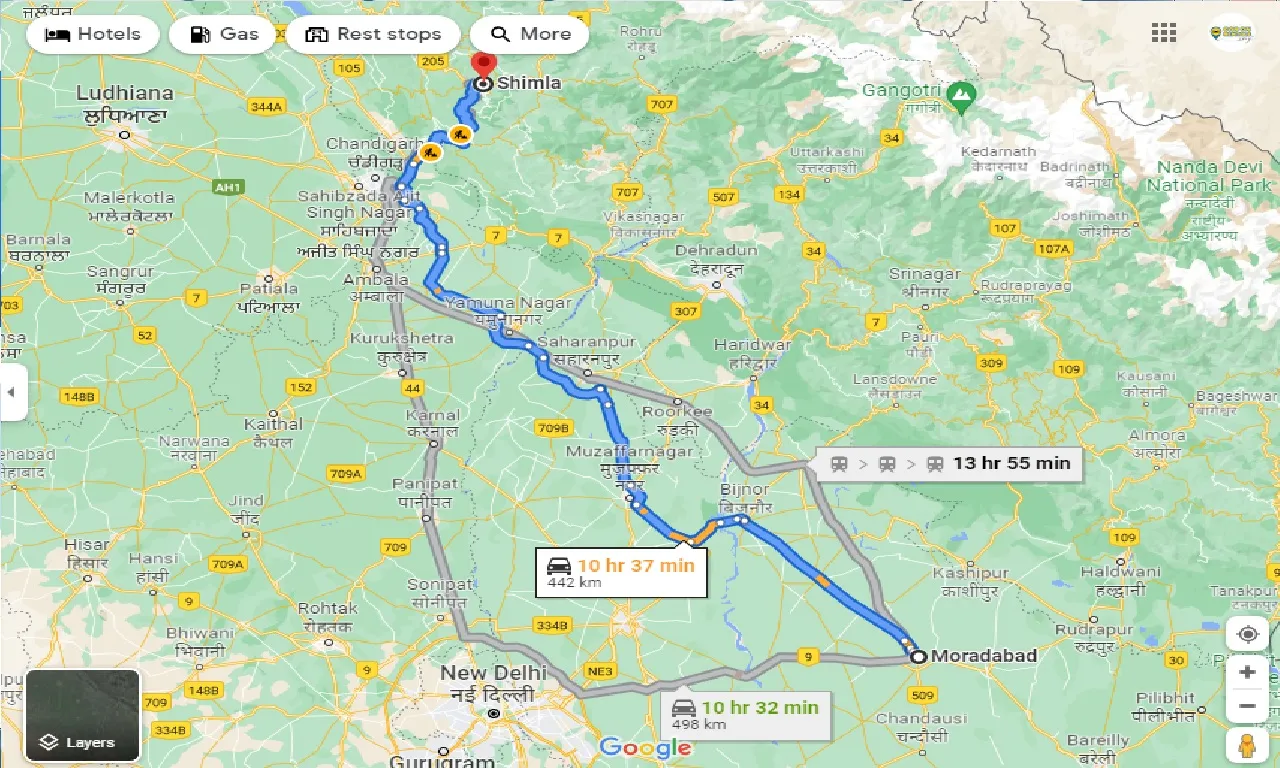 moradabad-to-shimla-one-way
